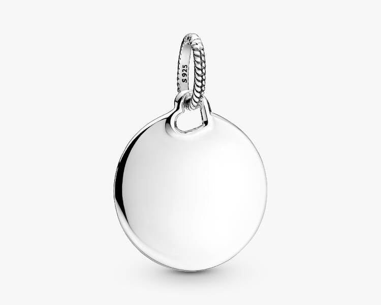 PANDORA - Charm Pendentif Plaque Ronde Gravable - Argent Massif