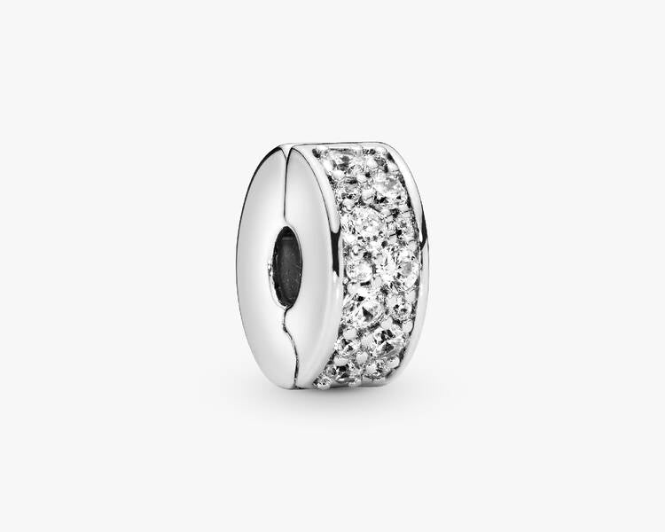 PANDORA - Charm Clip Pavé Transparent - Argent Massif
