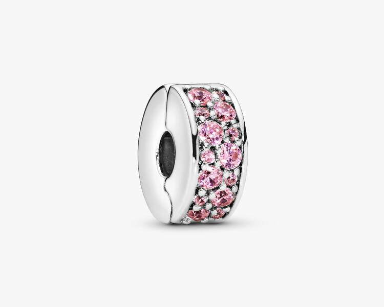 PANDORA - Charm Clip Pavé Rose - Argent Massif