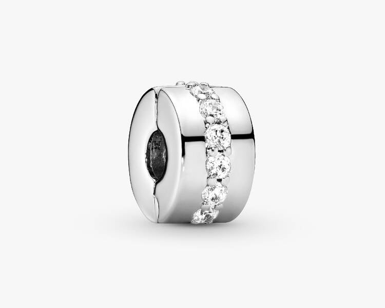 PANDORA - Charm Clip Rangée Scintillante Incolore - Argent Massif