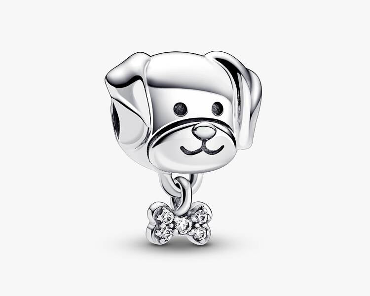 PANDORA - Charm Chien & Os - Argent Massif