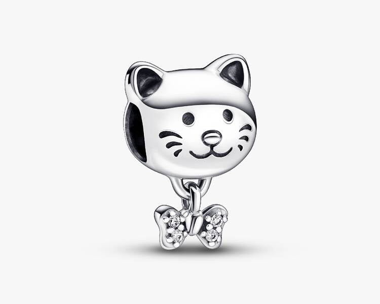 PANDORA - Charm Chat & Nœud - Argent Massif