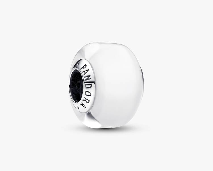 PANDORA - Mini Charm en Verre de Murano Blanc - Argent Massif
