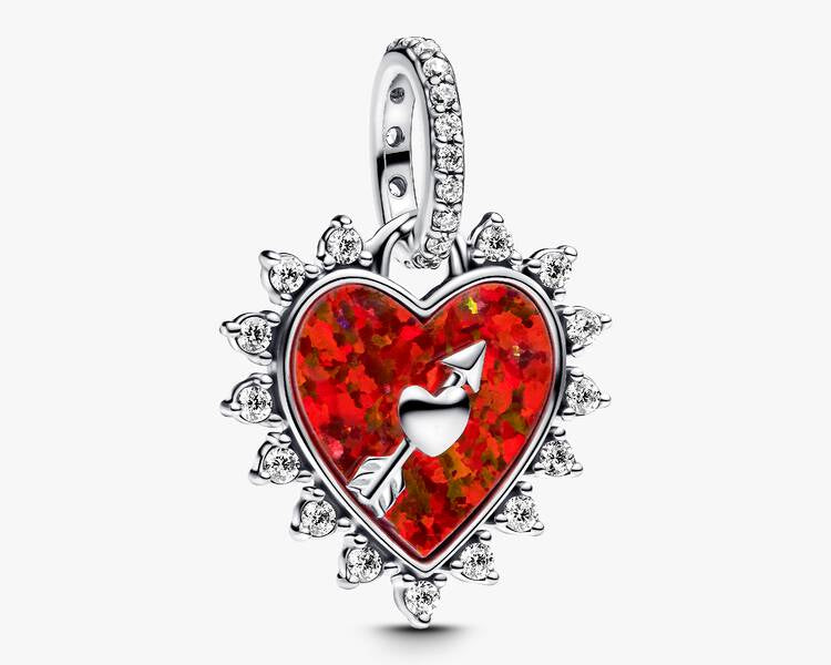 PANDORA - Charm Pendentif Cœur Flèche Pivotante - Argent Massif