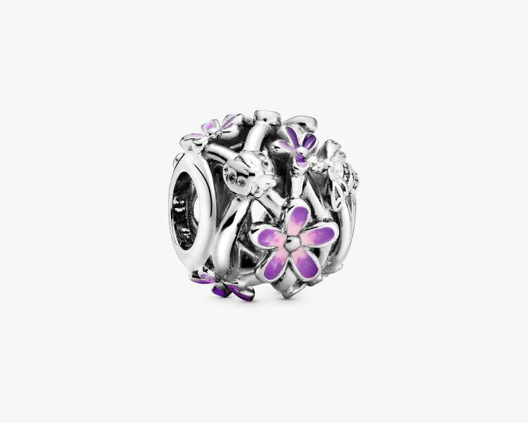 PANDORA - Charm Marguerite Violette Ajouré - Argent Massif